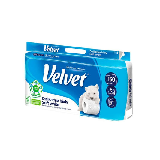TOALETNI PAP VELVET 3SL BELI 150L 8/1